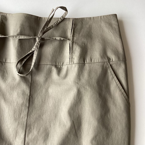 Y2K Reiss skirt 8 utility pleat pencil vintage khaki green tie cotton-spandex - Picture 16 of 16